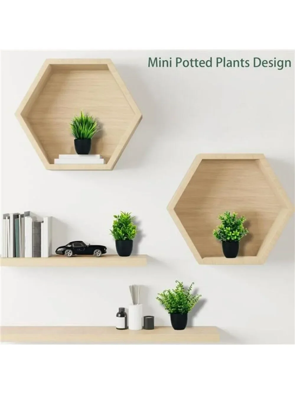 Set of 4 Small Fake Potted Plants 7 inch Artificial Mini Greenery Home Office De